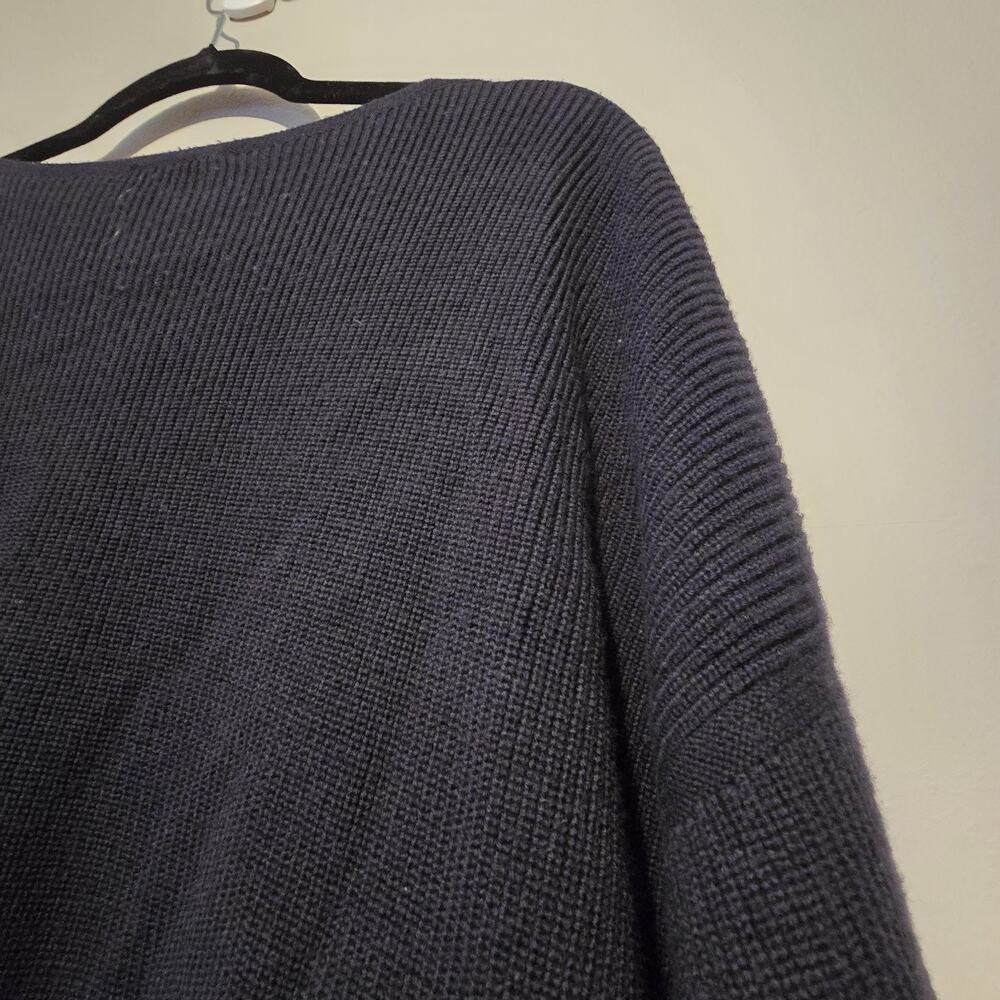 Lafayette 148 Ribbed Knit‎ Dolman Sweater Womens LG Navy Wool Pocket Lagenlook - Picture 9 of 11